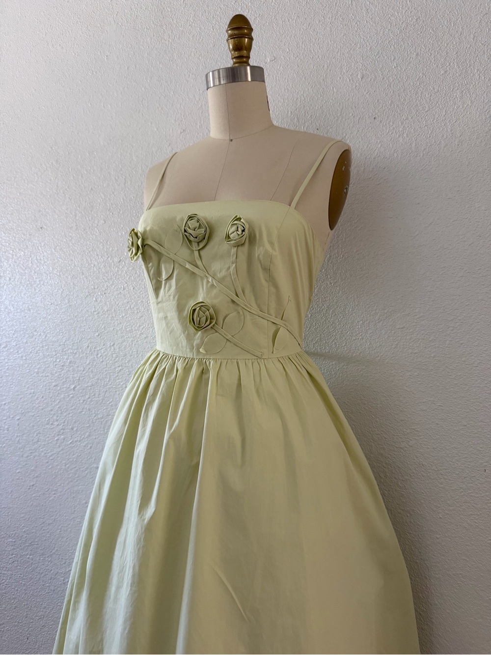 Astr Light Green Strapless Midi Dress with Rosette Accents - Picture 7 of 7